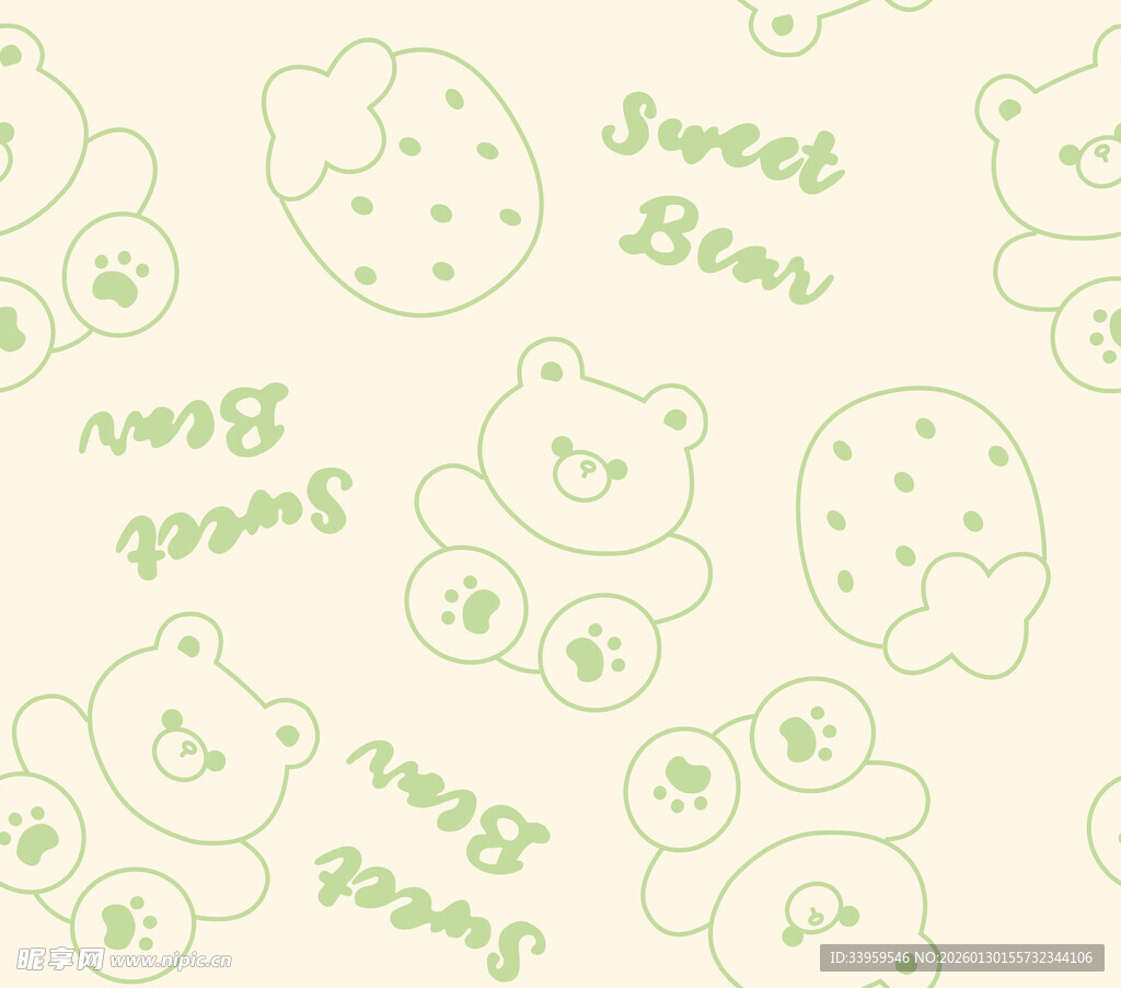 可爱小熊草莓图案背景