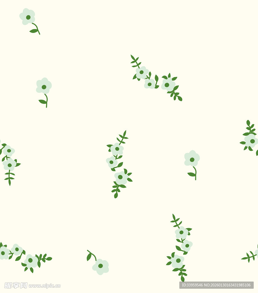 清新绿植花卉图案背景