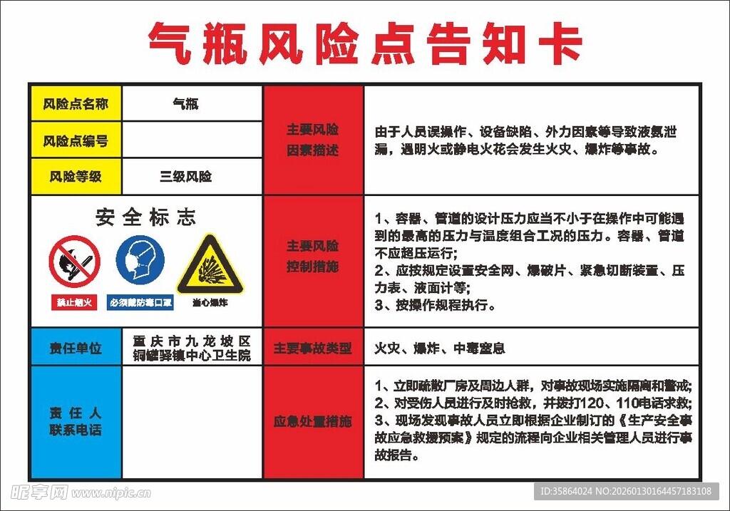 气瓶风险点告知卡