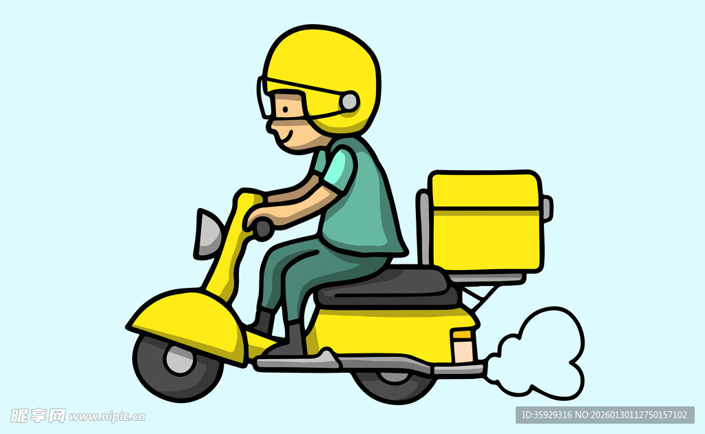 骑电动车的外卖配送员
