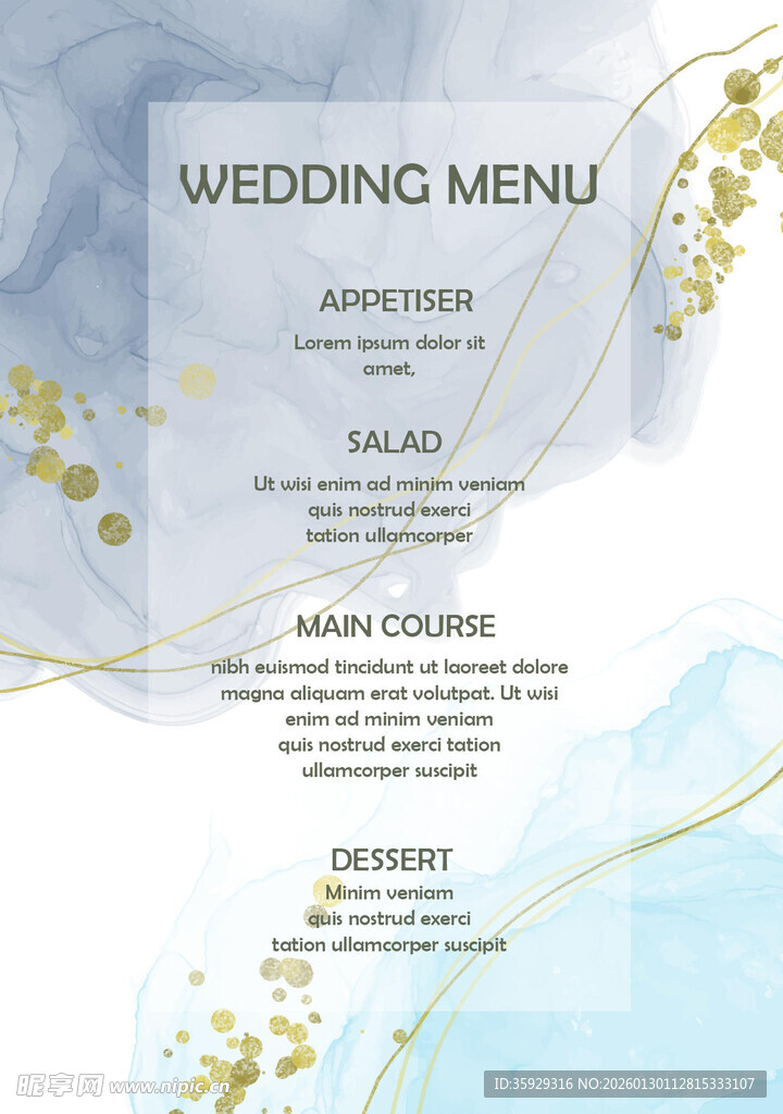 优雅婚礼菜单设计