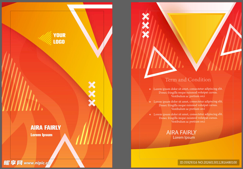 双页橙黄几何风宣传册设计