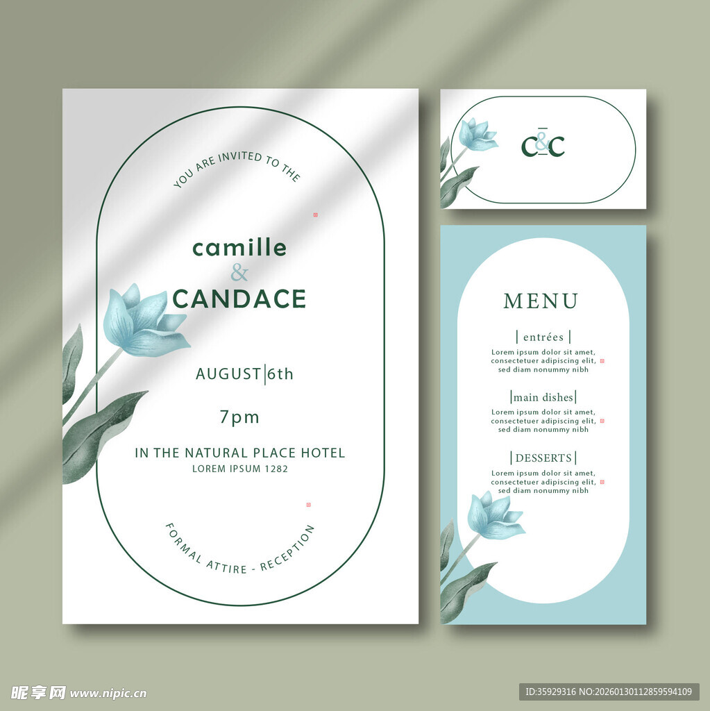 清新花卉婚礼邀请函设计