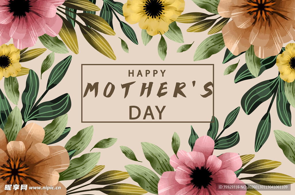 母亲节花卉装饰图案