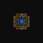 金色边框蓝色S标志图案