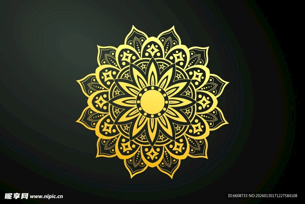 金色曼陀罗花纹图案