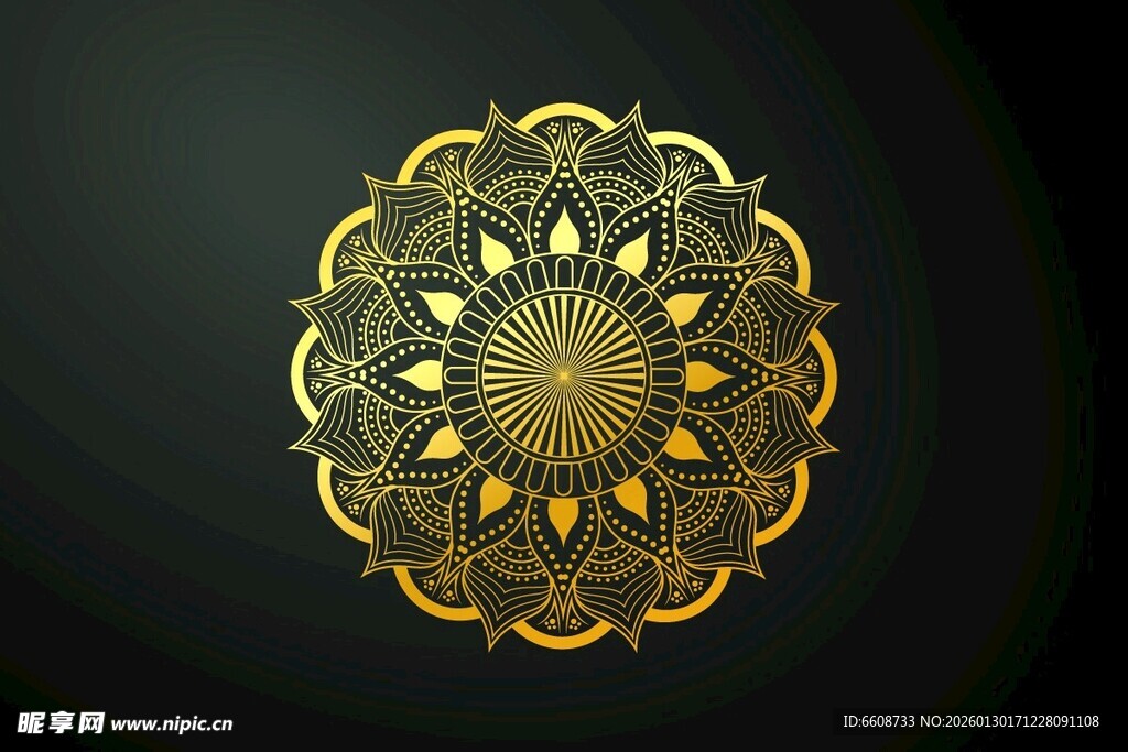 金色曼陀罗花纹图案