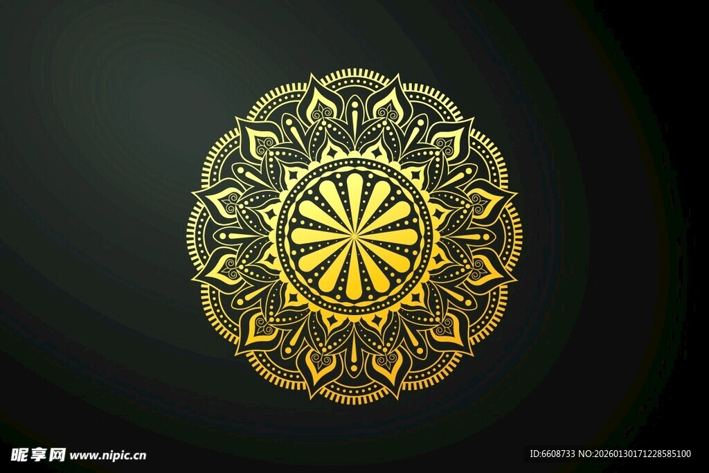 金色曼陀罗花纹图案