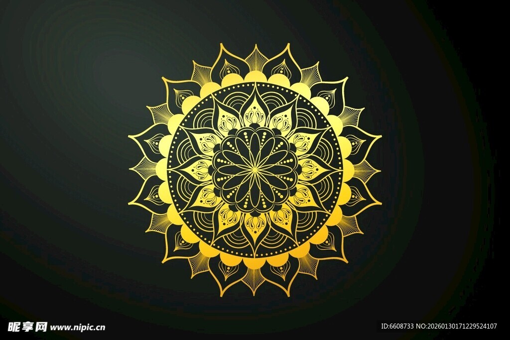 金色曼陀罗图案装饰元素