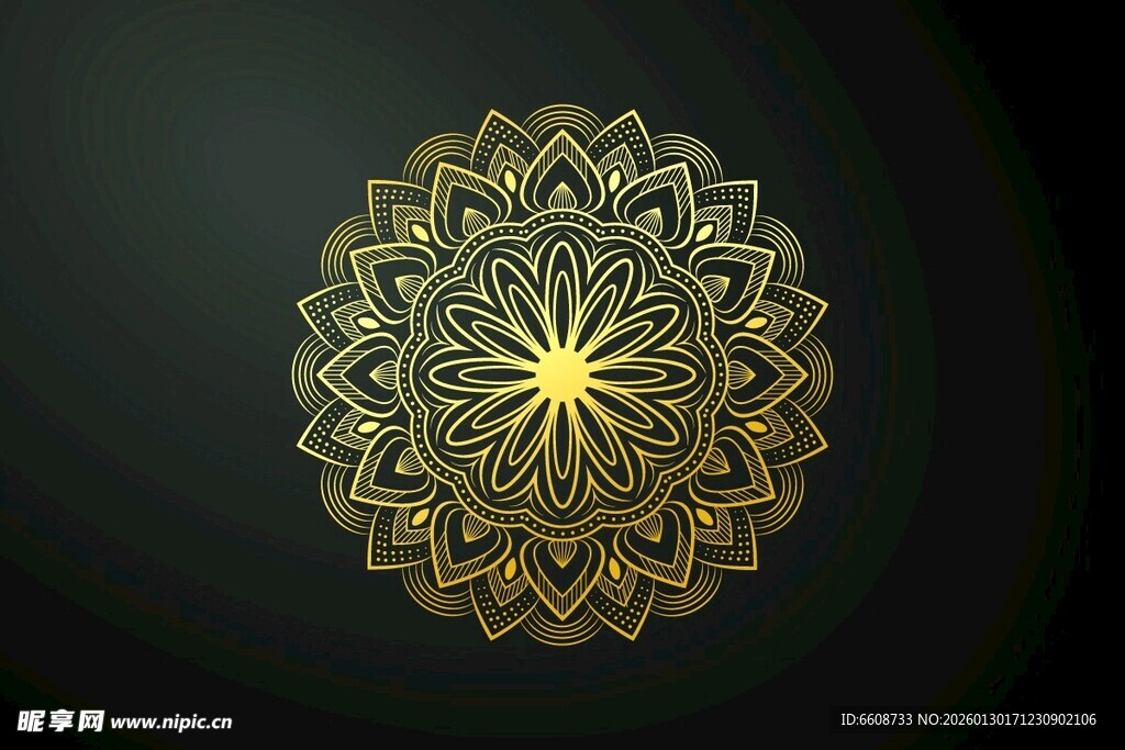 金色曼陀罗花纹图案