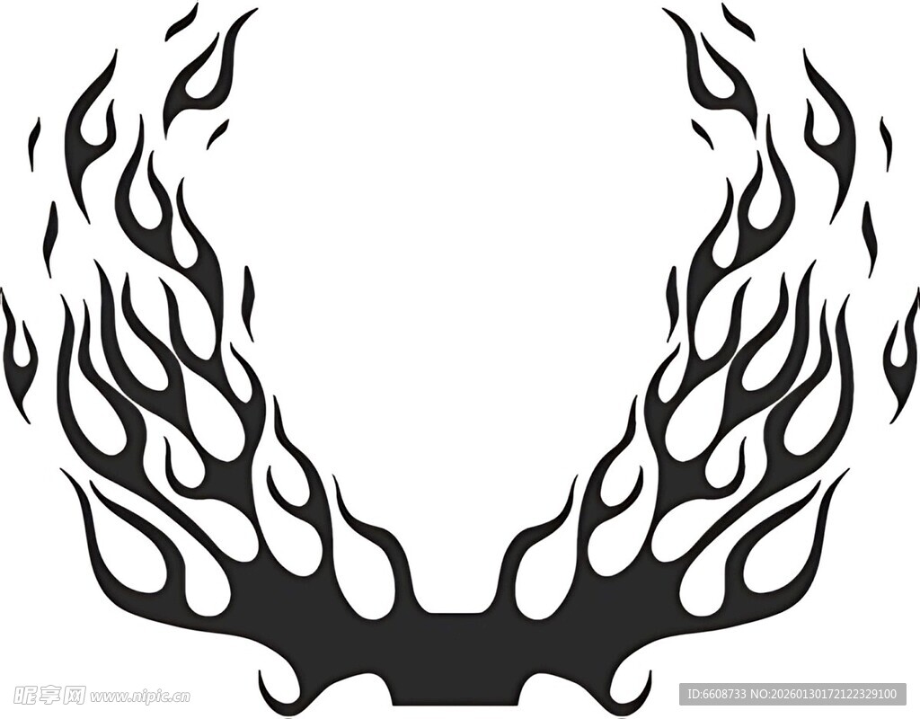 火焰风格对称装饰图案