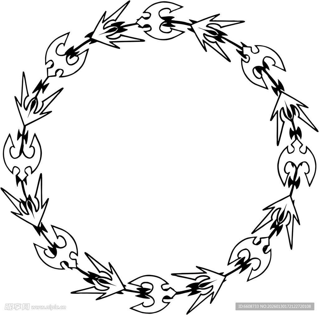 手绘植物环形装饰图案