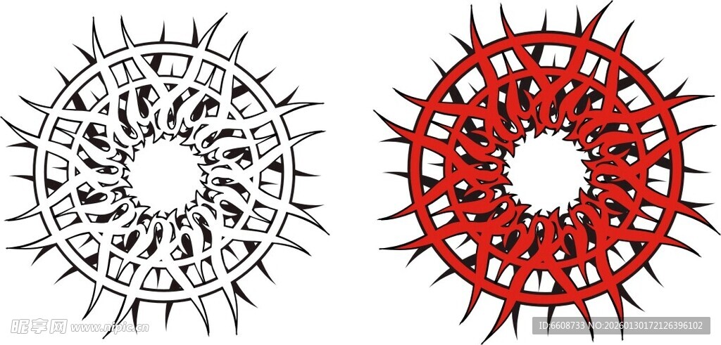 带刺圆形图案设计元素