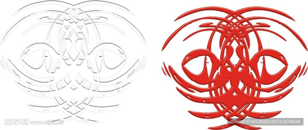 红色生物危害标志图案