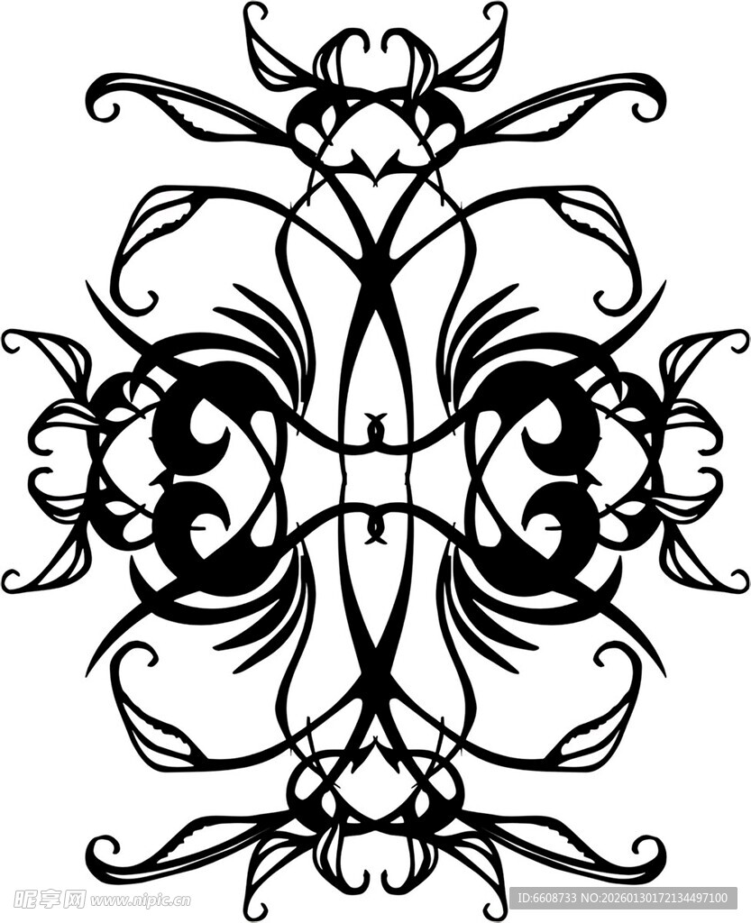 黑白对称花纹装饰图案