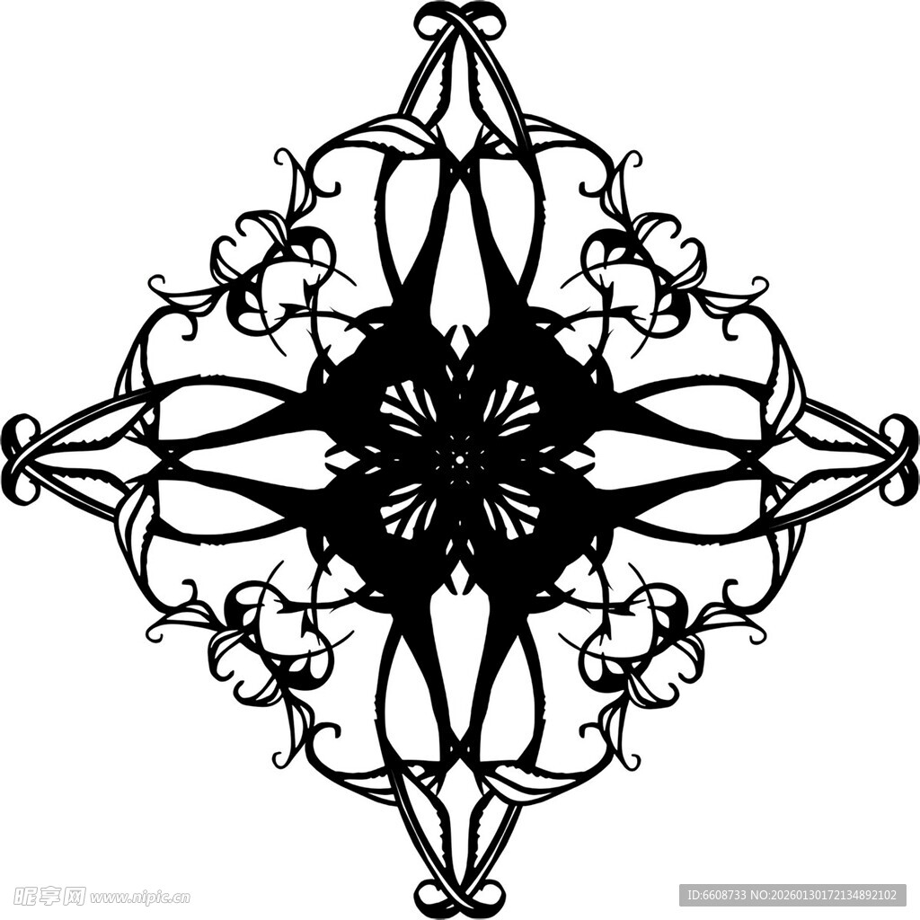 黑白对称花纹图案设计