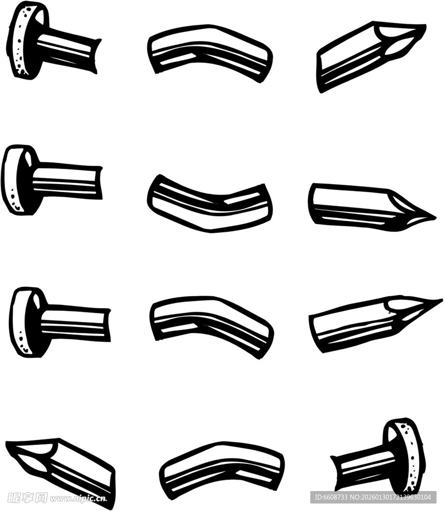 钉子与铅笔图案集合