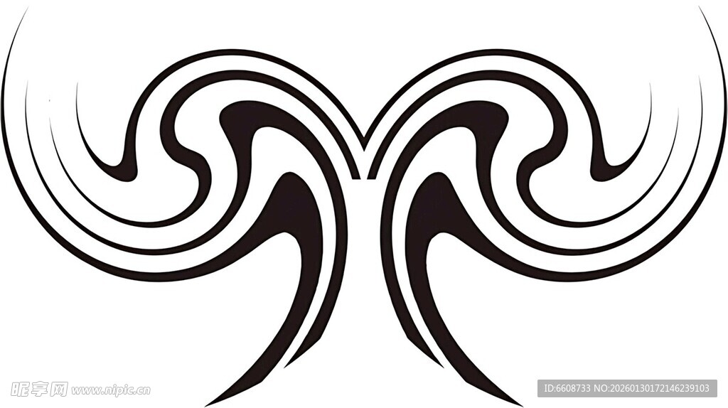 对称双旋涡纹身图案