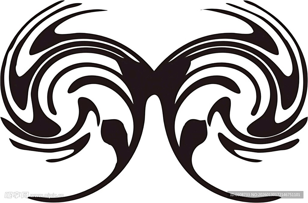 对称黑白旋涡装饰图案