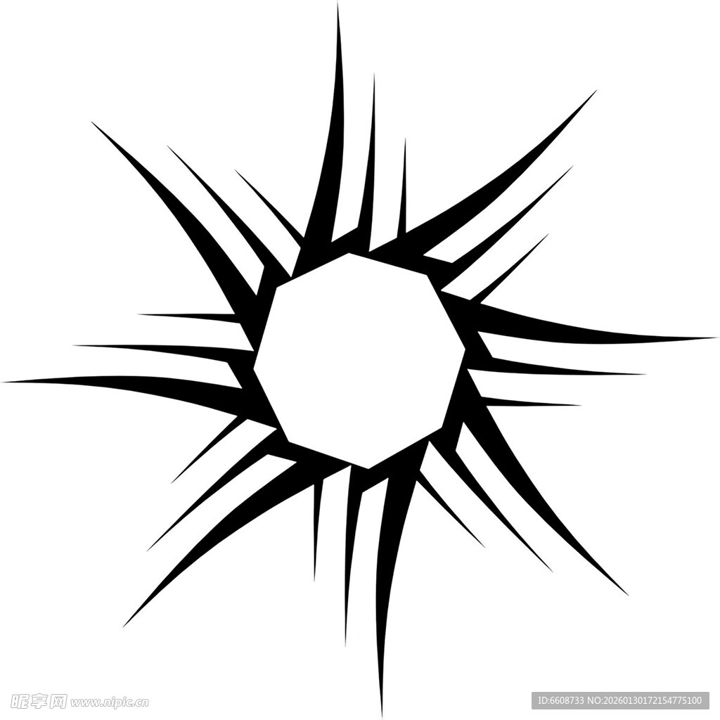 简约太阳形状黑白线条图案