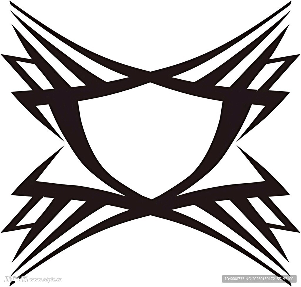 几何风格黑白对称纹身图案