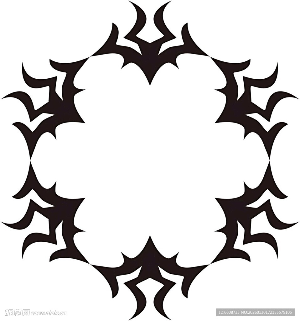 黑色花纹圆形装饰图案