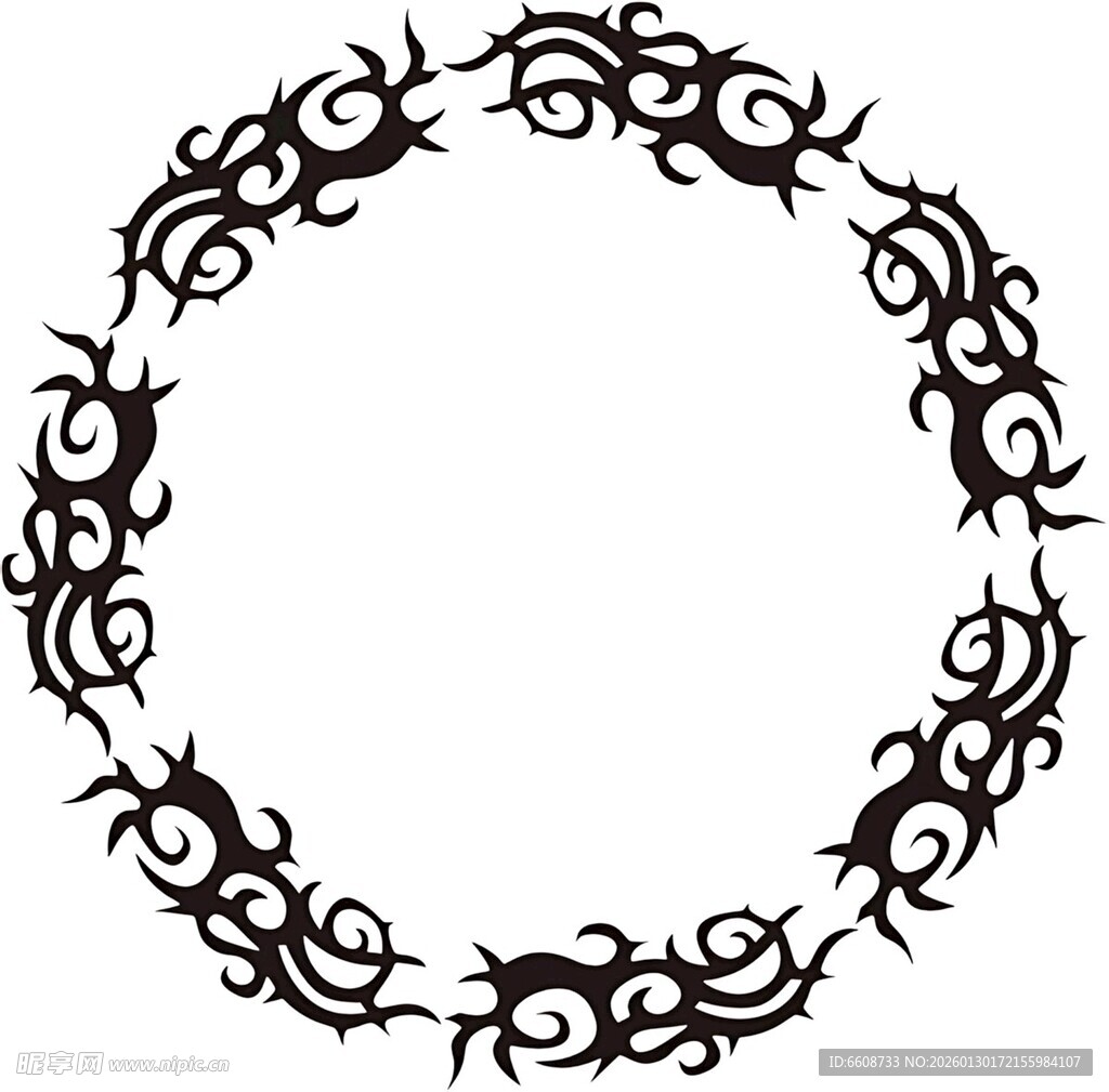 圆形花纹装饰边框图案