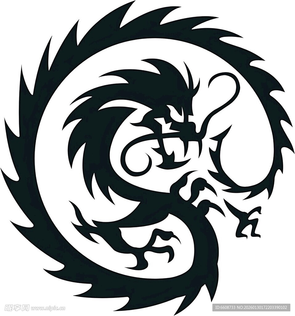 中式传统龙形图案设计