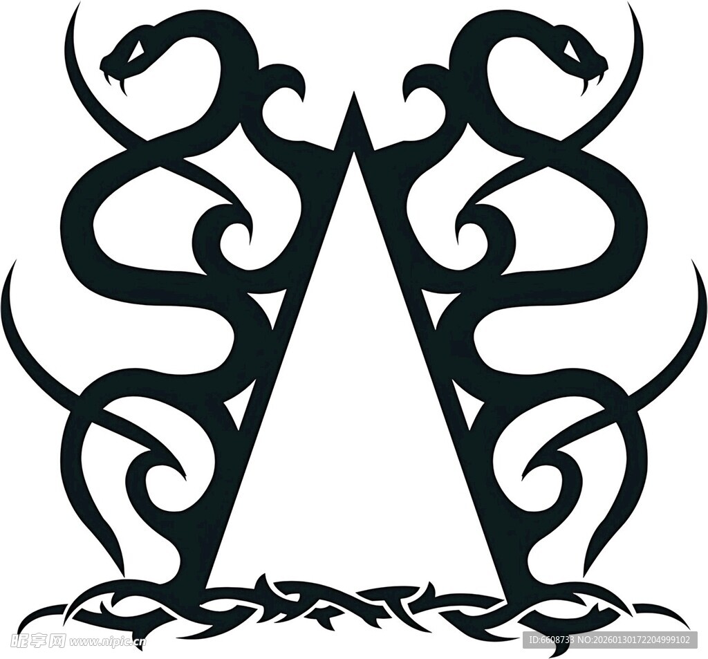 蛇形装饰字母A图案