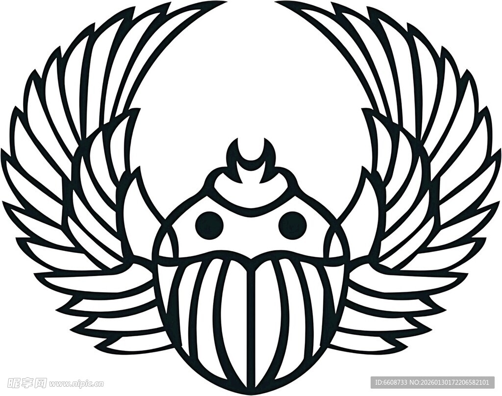 带翅膀甲虫图案