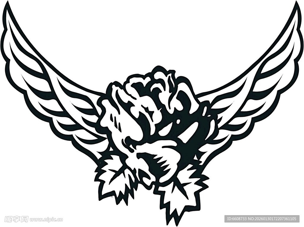 带翅膀的花朵图案设计