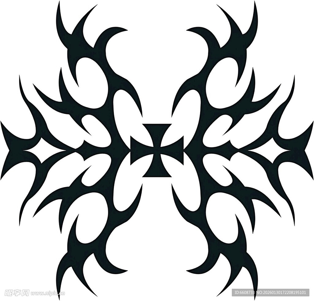 酷炫黑色对称纹身图案