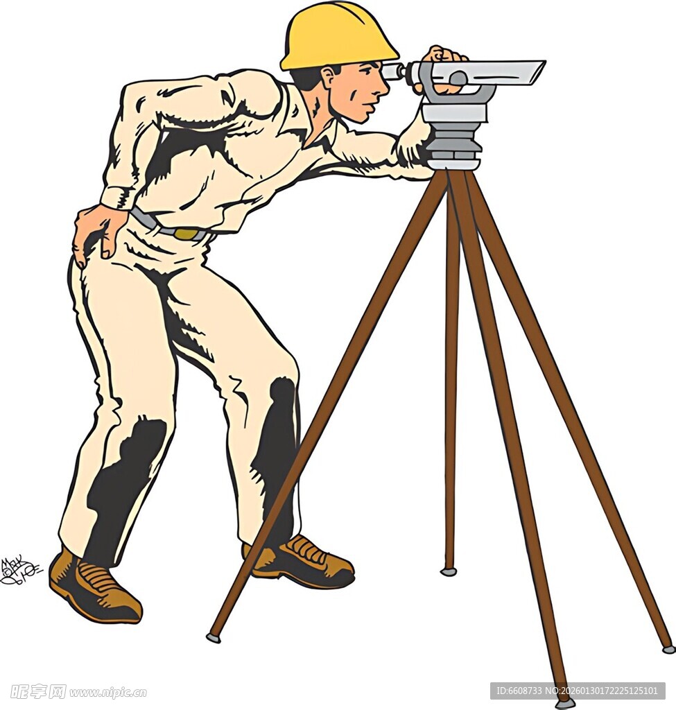 测量员使用经纬仪工作