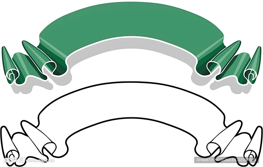 绿色卷轴横幅设计素材