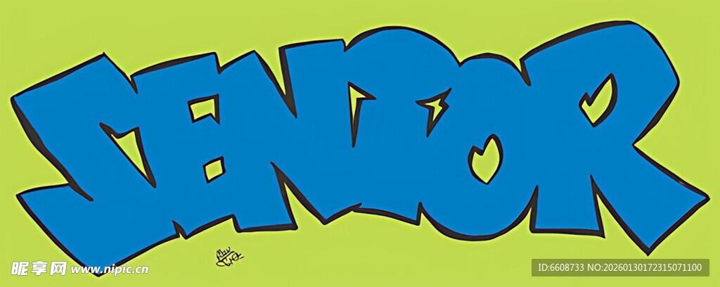 蓝色ENIOR艺术字体