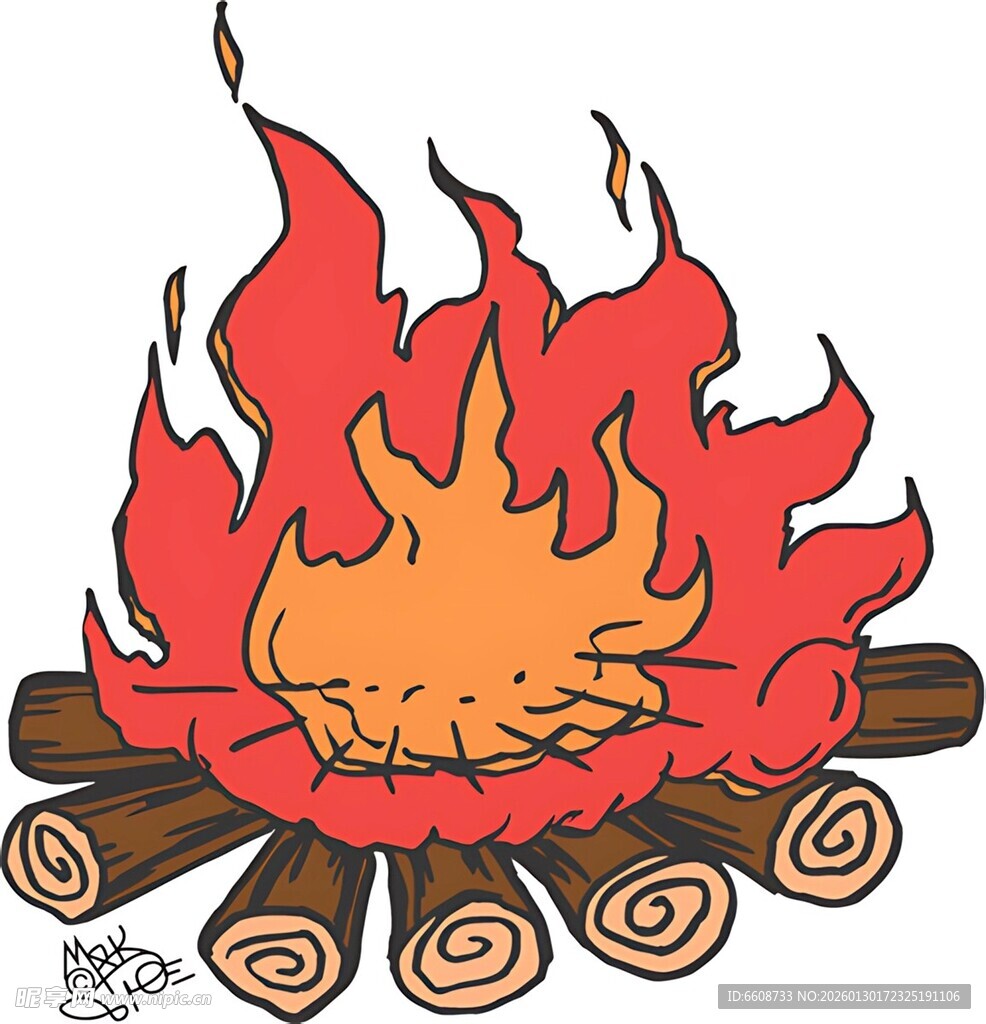 营火熊熊燃烧
