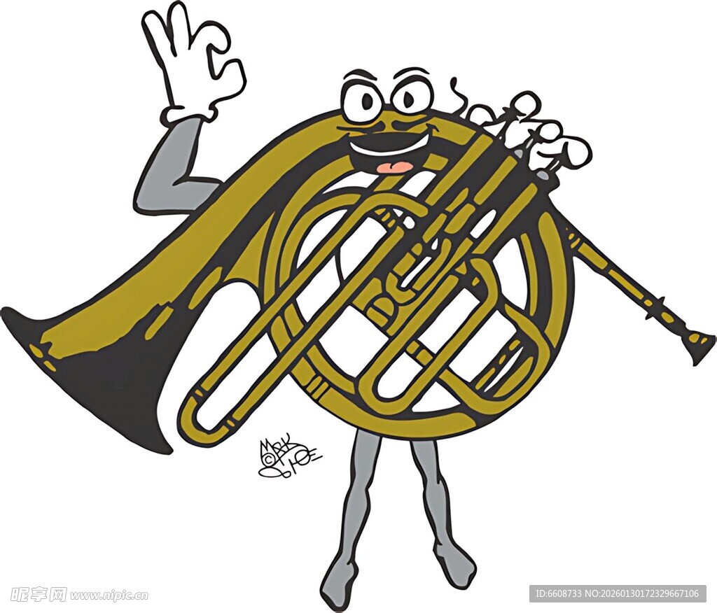 法国号卡通形象欢乐演奏