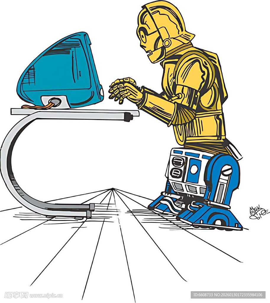 机器人操作蓝色设备