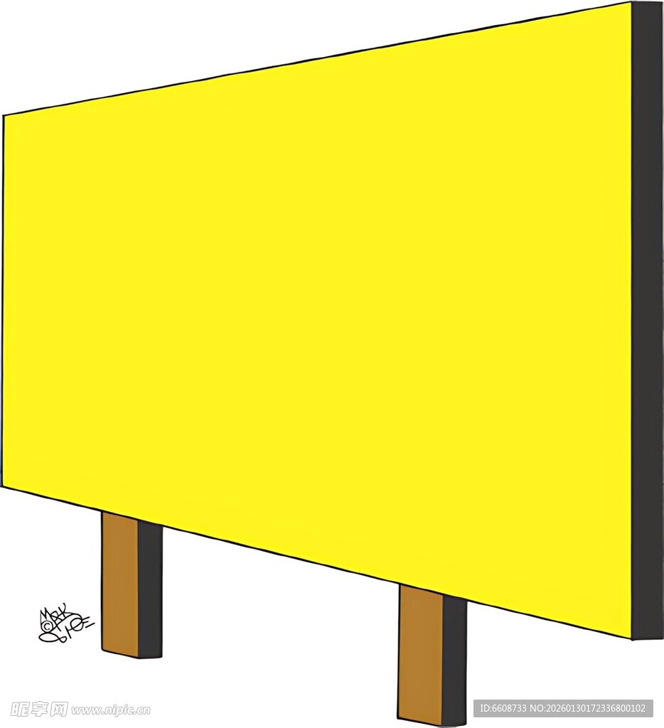 空白黄色广告牌模型