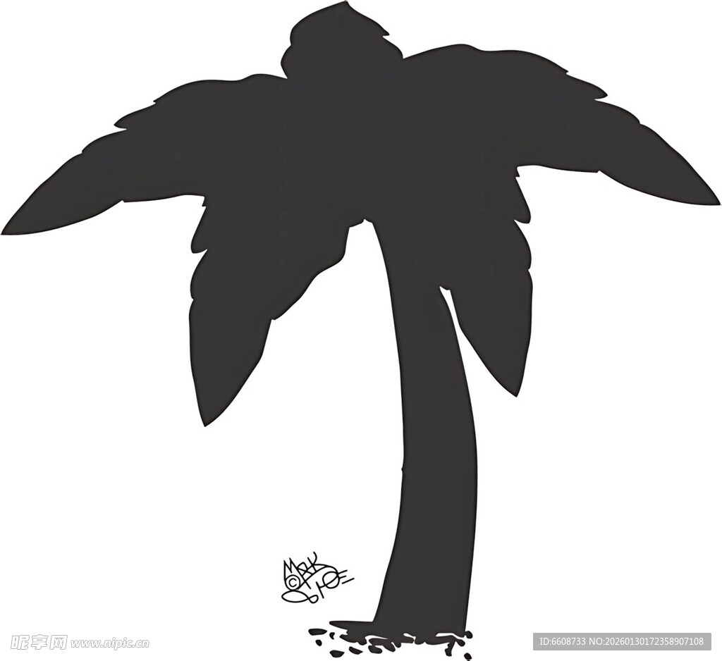 黑色棕榈树剪影