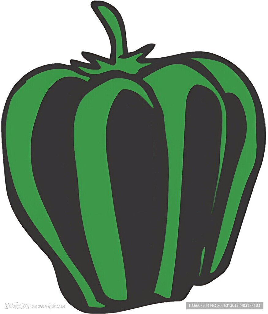 绿色条纹甜椒插画