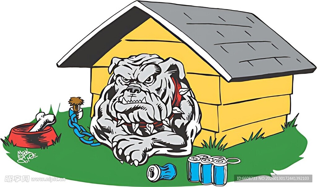 狗狗在小木屋旁惬意玩耍