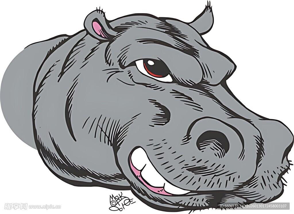 微笑的河马卡通形象