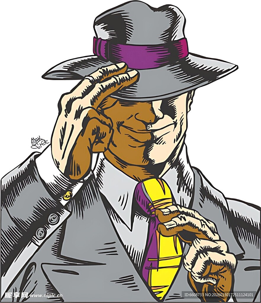 神秘绅士调整礼帽