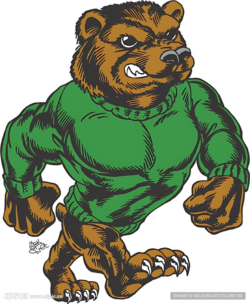 强壮熊吉祥物形象
