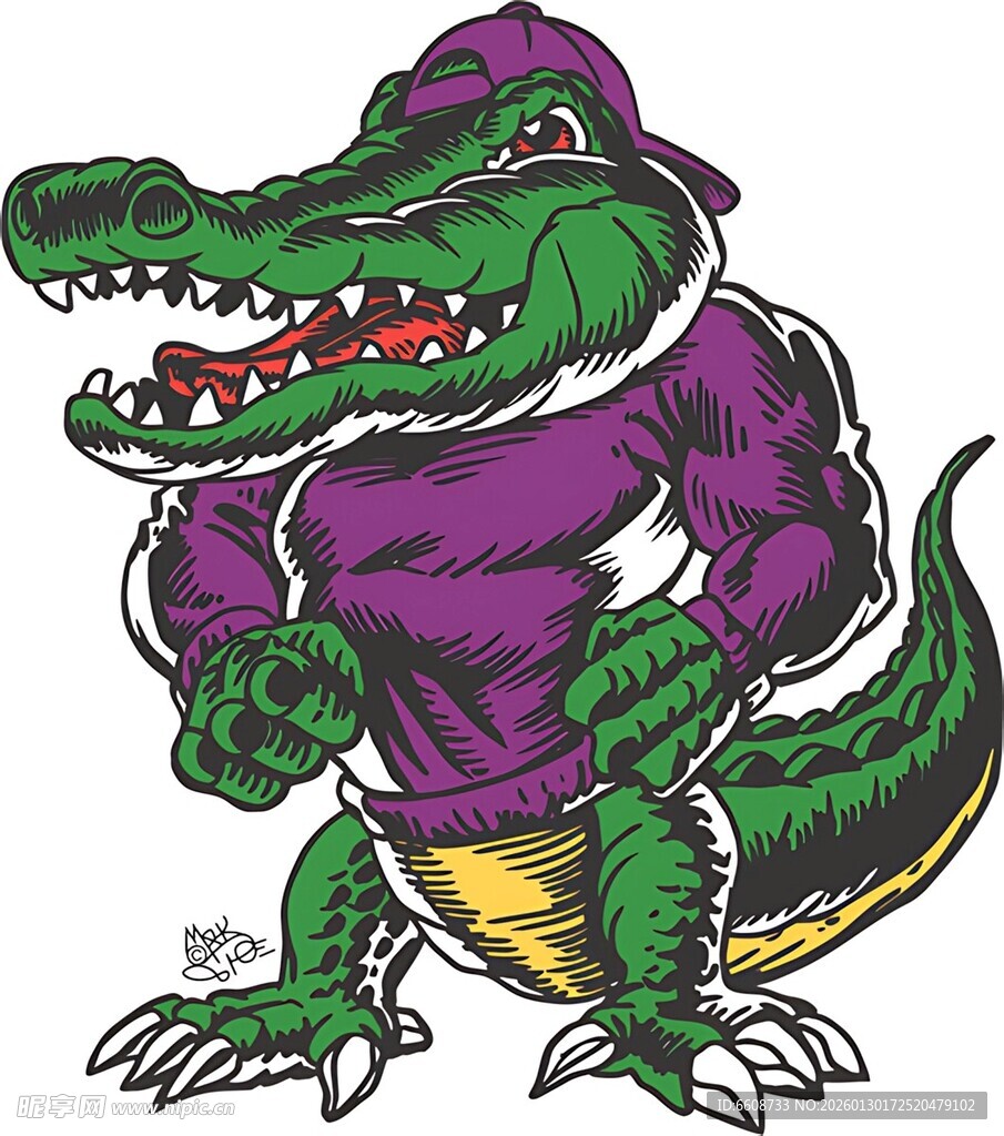 紫色鳄鱼卡通形象