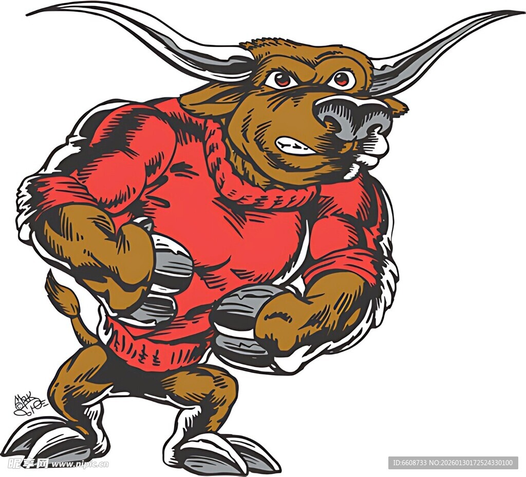 强壮公牛卡通形象