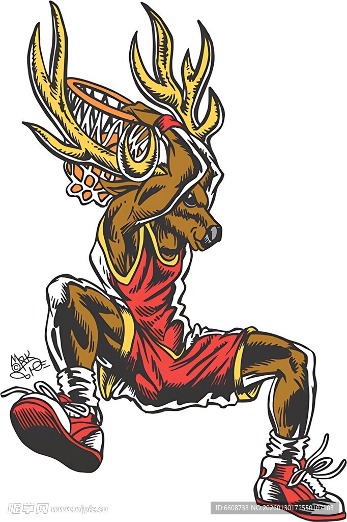 鹿角运动员卡通形象