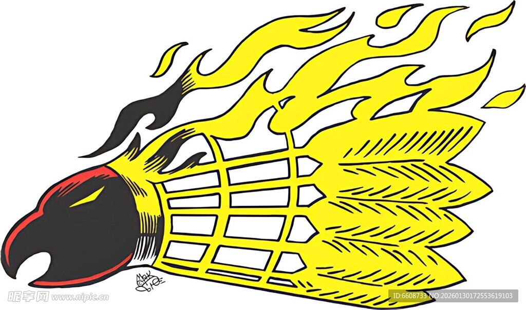 火焰羽毛鹰头独特图案