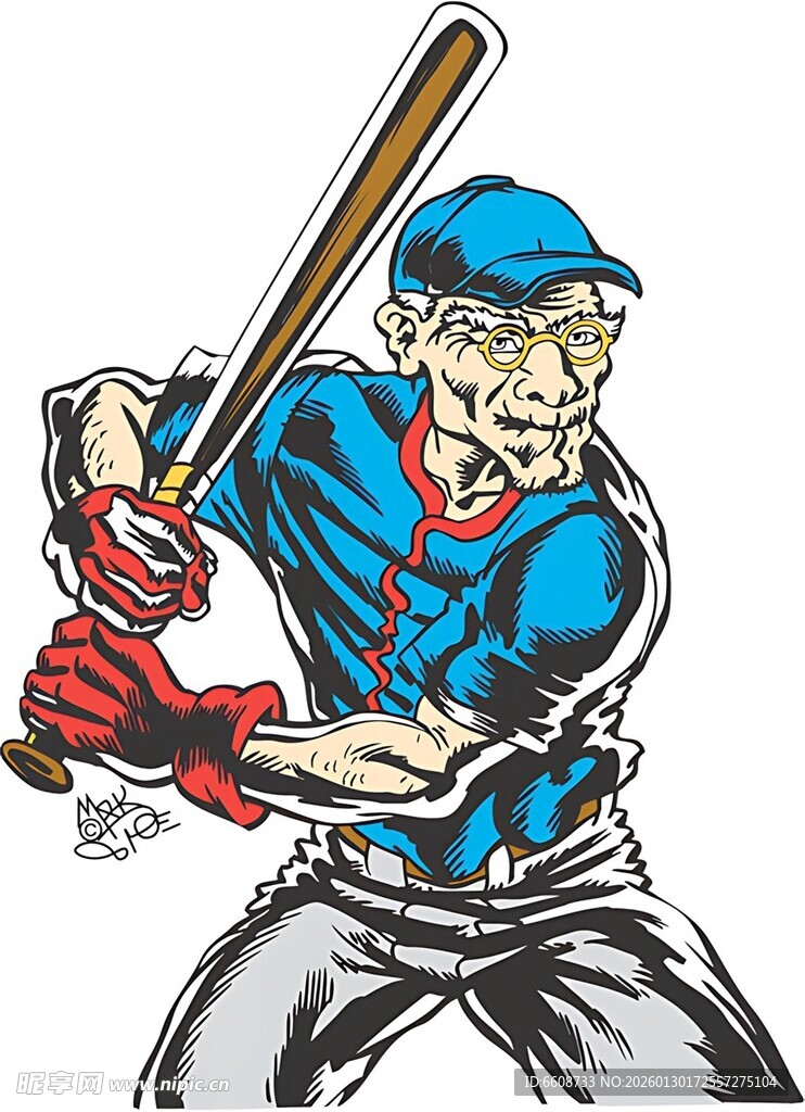 复古风格棒球运动员形象